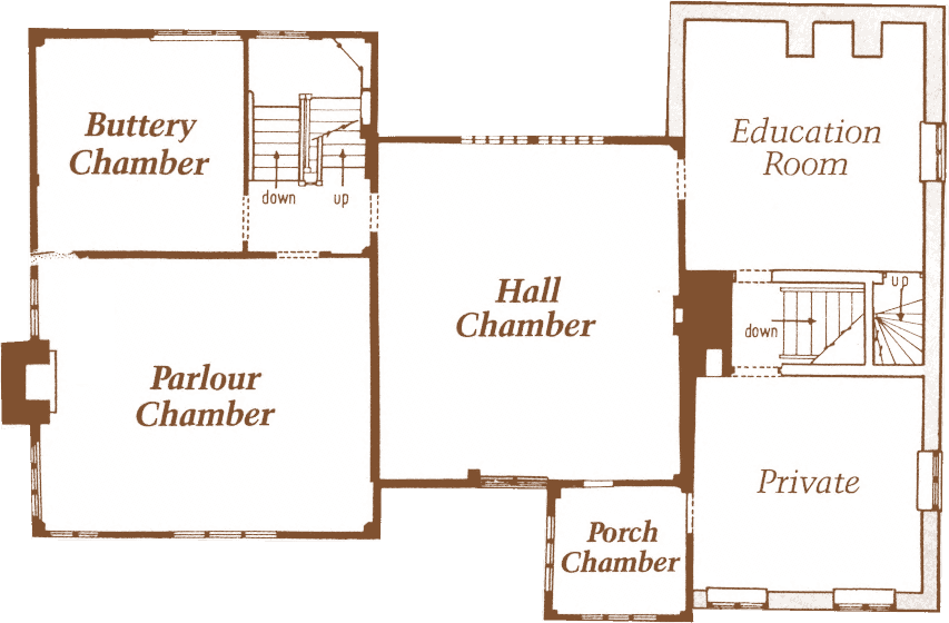 A plan of the first floor of the hall