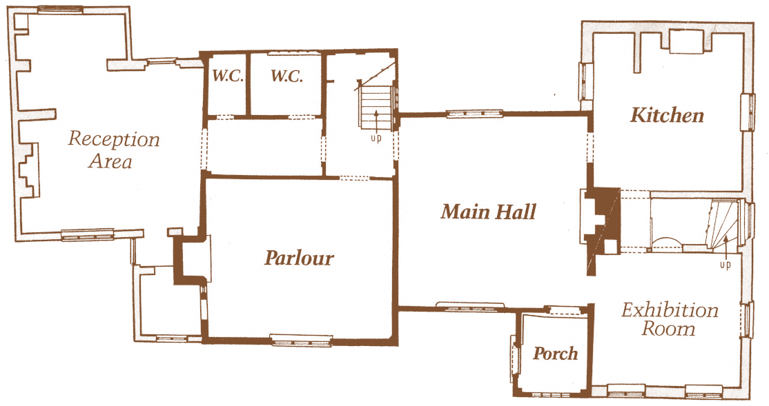 A plan of the ground floor of the hall