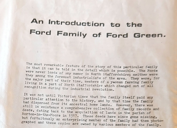 Paper with Introduction to Ford Family